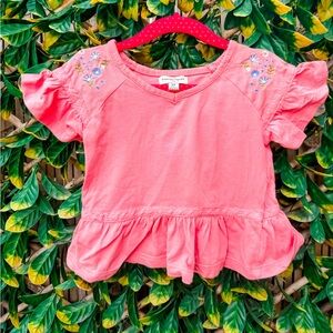 🔹‎ 10/$25- Nanette Lepore Ruffle Sleeve Embroidered Flower Top